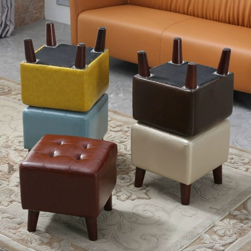 Pure Color Square Standard Modern Wine Red Leather Ottoman for Living Room Clearhalo 'furn' 'furn_ottomans_poufs' 'Furniture' 'Living Room Furniture' 'Ottomans & Poufs' 'ottomans_poufs' 1200x1200_e1549c95-6aef-460a-8841-181da2d822a0