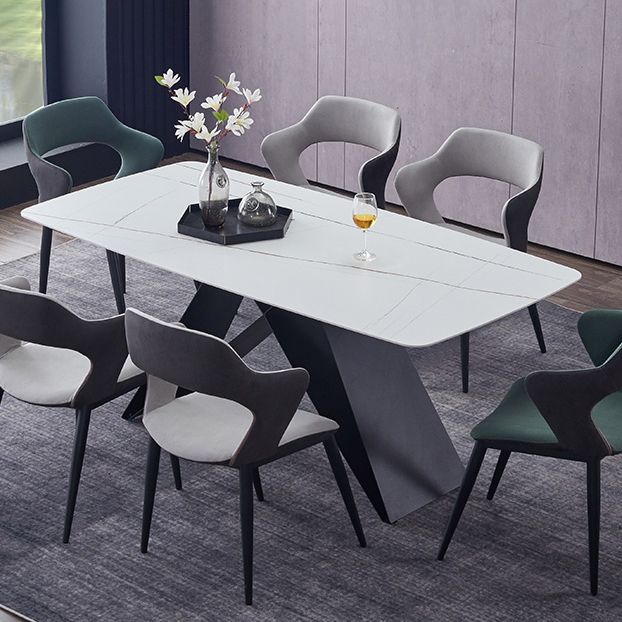 Metal Contemporary Rectangle Dining Table Sintered Stone Table for Dining Room and Kitchen Clearhalo ' dining_table' 'Dining Tables & Seating' 'Dining Tables' 'Furniture' 'furniture_dining_table' 'Kitchen & Dining Furniture' 'kitchen&dining_furn' 'kitchen' 'kitchen_dining_table' 1200x1200_e15670c3-abfd-42b4-9000-870da6d43b49