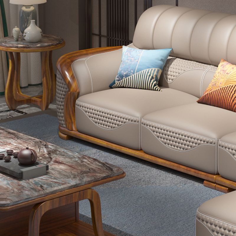 Solid Wood L-Shape Sectional Sofa Genuine Leather 3/4-Seat Sofa with Chaise Clearhalo 'furn' 'furn_sectionals' 'Furniture' 'Living Room Furniture' 'Sectionals' 1200x1200_e15675f2-aaa4-40e9-88ef-364e7a411cec