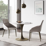 Glam Round Dining Set 1/2/3 Pcs Sintered Stone Dining Table with Armless Chairs