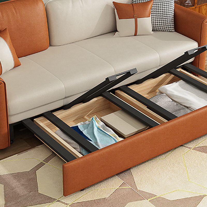 Faux lederen slaper bank sinaasappel vierkante armen slaapbank met gestoffeerd, 33,85 "breed