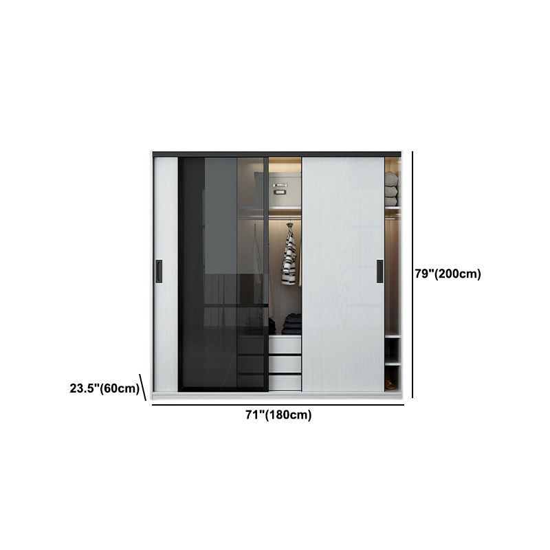 Contemporary Wardrobe Closet Wood and Glass Wardrobe Armoire