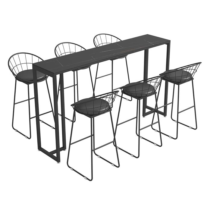 Industrial Style Rectangle Bar Table Stone Fixed Bar Dining Table Clearhalo 'Bar Furniture' 'Bar Tables' 'bar_tables' 'furn' 'furn_bar_tables' 'Furniture' 'Kitchen & Dining Furniture' 1200x1200_e15bda38-4656-4c07-9ec5-2990bf308e22