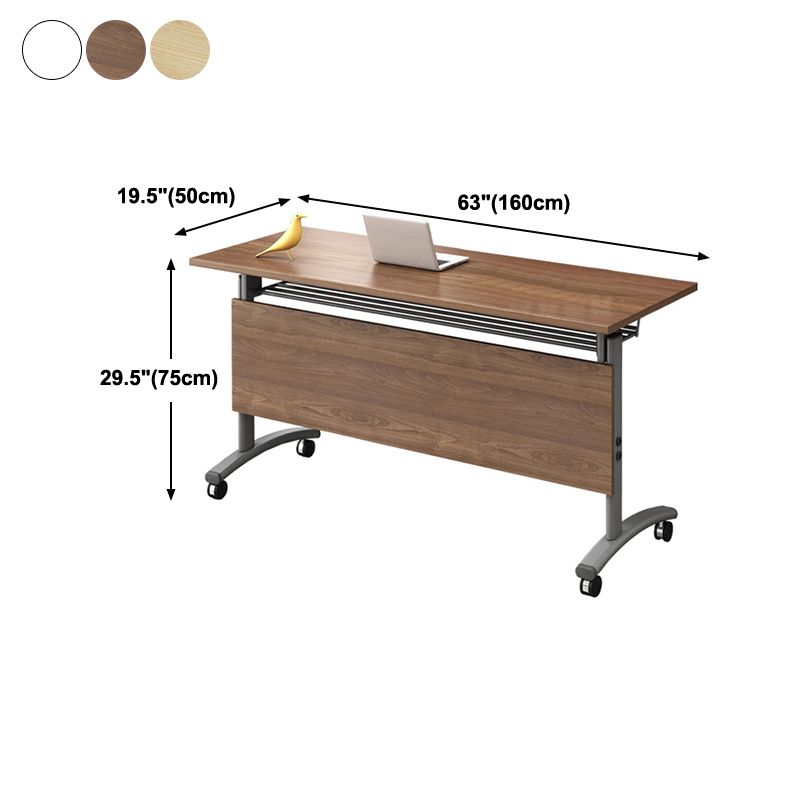 Bureau d'écriture rectangulaire pliant Modern Manufactured Wood Top Bureau avec roues lance-roues