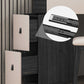 Black Modern Vanity Wood Mirrored Makeup Dressing Table Stool Set Clearhalo 'Bedroom Furniture' 'furn' 'furn_makeup_vanities' 'Furniture' 'Makeup Vanities' 'makeup_vanities' 1200x1200_e15db264-820b-4f4d-b4c0-646d9bf6734f