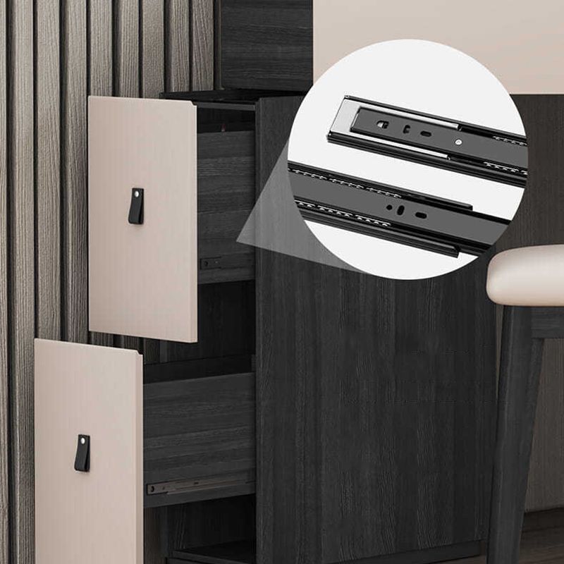 Black Modern Vanity Wood Mirrored Makeup Dressing Table Stool Set Clearhalo 'Bedroom Furniture' 'furn' 'furn_makeup_vanities' 'Furniture' 'Makeup Vanities' 'makeup_vanities' 1200x1200_e15db264-820b-4f4d-b4c0-646d9bf6734f