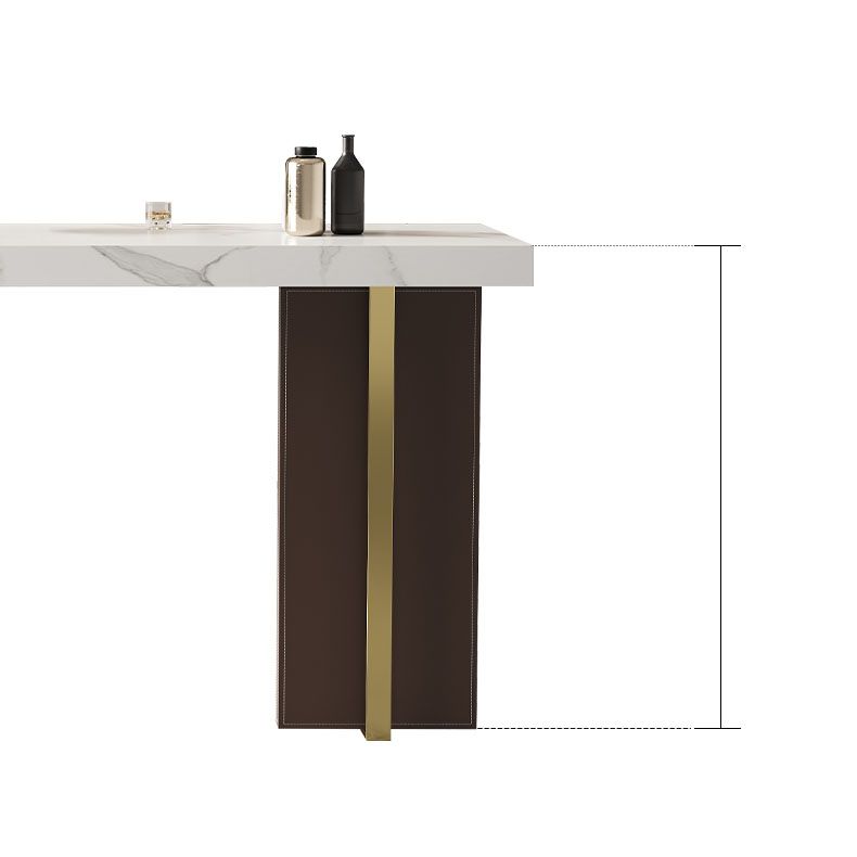 Glam Rectangular Pub Table Set 1/2/3 Pcs Stone Bar Table and Leather Bar Stools Clearhalo 'Bar Furniture' 'furn' 'furn_home_bar_bar_sets' 'Furniture' 'Home Bars & Bar Sets' 'home_bar_bar_sets' 'Kitchen & Dining Furniture' 1200x1200_e15e6333-539c-424b-8d47-ad1eaae3d65a