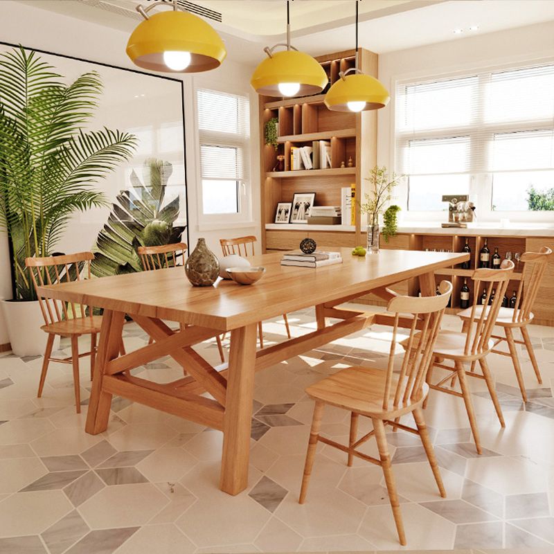 Modern 1/2/7 Pieces Dining Set Rectangle Pine Wood Dining Table for Dining Room Clearhalo 'Dining Room Sets' 'Dining Tables & Seating' 'dining_room_set' 'furn' 'furn_dining_room_set' 'Furniture' 'furniture_dining_room_set' 'Kitchen & Dining Furniture' 1200x1200_e15f119f-d23a-4ad5-8d7e-e7e7ef9d38cb
