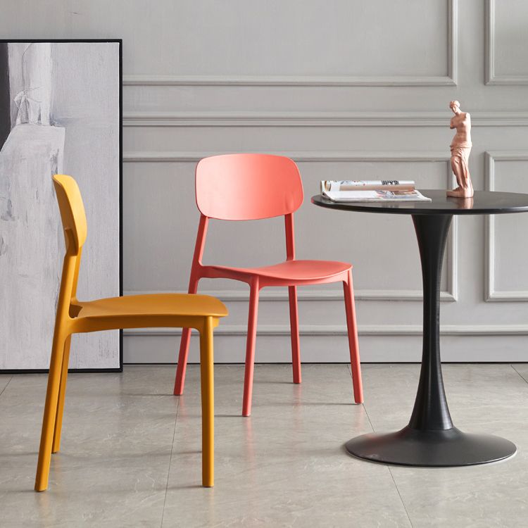 Scandinavian Stackable Armless Dining Chairs Plastic Open Back Side Chair (Set of 4) Clearhalo ' kitchen&dining_furn' 'Dining Chairs' 'Dining Tables & Seating' 'dining_chair' 'furn' 'furn_dining_chair' 'Furniture' 'furniture_dining_chair' 'Kitchen & Dining Furniture' 'kitchen' 1200x1200_e15f9946-522d-4c61-82b3-b95ce605bf27