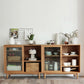Contemporary Pine Display Stand Glass Doors Display Cabinet with Door