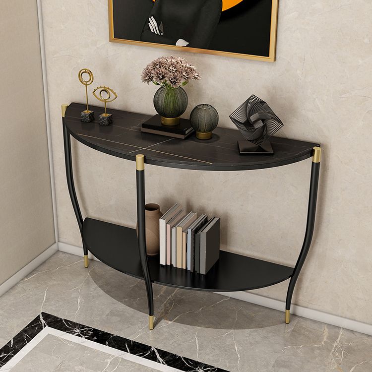 Console a mezza luna di pietra Tabella 33,46 "gambe alte includevano il tavolo dell'accento