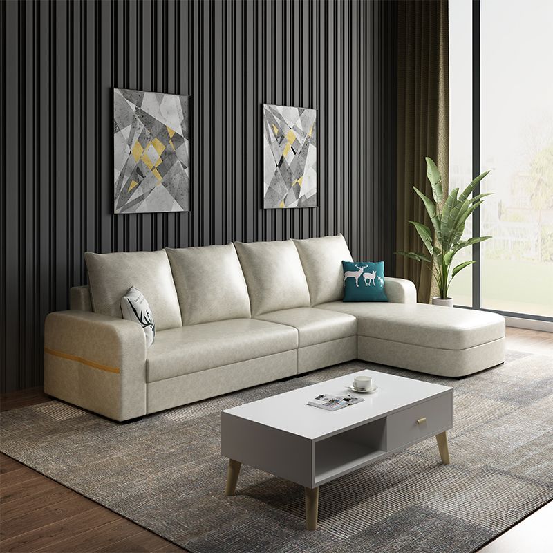 Contemporary Square Arm Sofa with Bolster Pillows for Living Room, Apartment Clearhalo 'furn' 'furn_sectionals' 'Furniture' 'furniture_sectionals' 'kitchen' 'kitchen_sectionals' 'Living Room Furniture' 'Sectionals' 1200x1200_e16007e1-024c-4a35-b365-6d5d2c315753