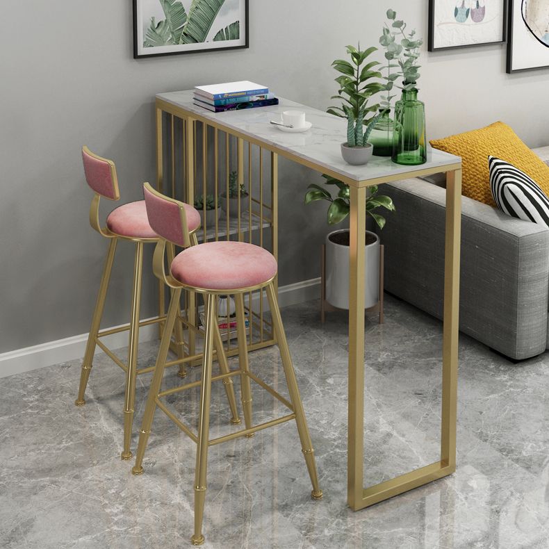 Tableau de barre en marbre artificiel Table du bistrot de style glamour de 42 pouces avec grille de rangement