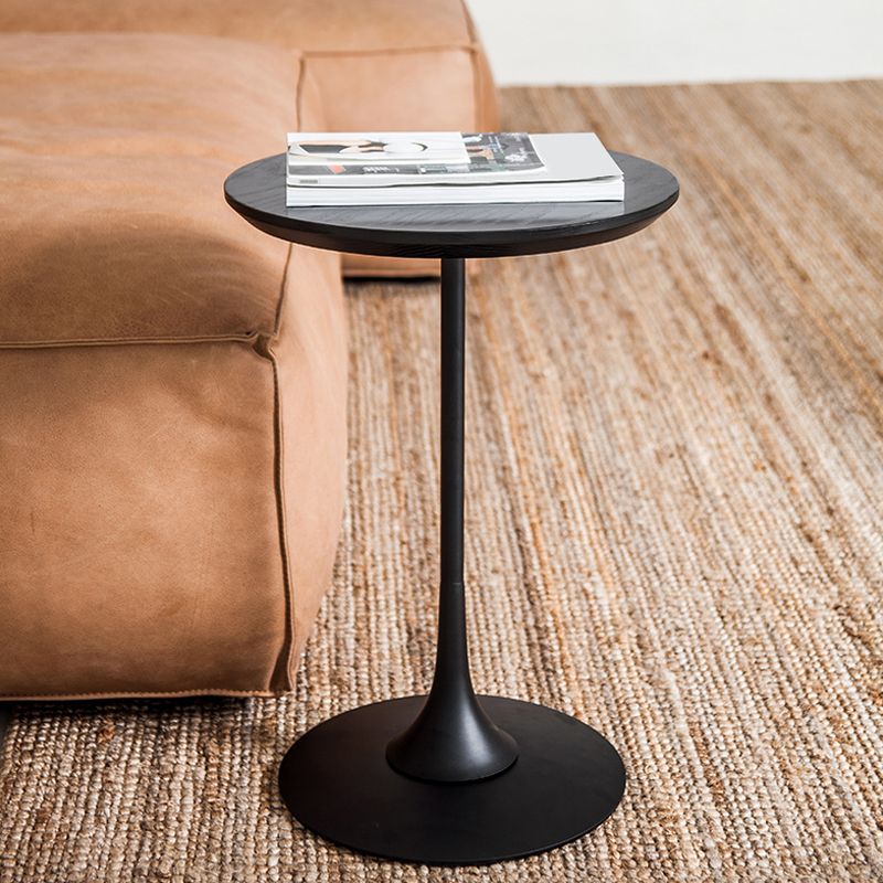 Scandinavian Round Solid Wood Top Side Table Metal Pedestal End Table Clearhalo 'Coffee & Accent Tables' 'End & Side Tables' 'end_side_tables' 'furn' 'furn_end_side_tables' 'Furniture' 'Living Room Furniture' 1200x1200_e1646db1-ea81-4b50-a2c6-f224403c6dd8