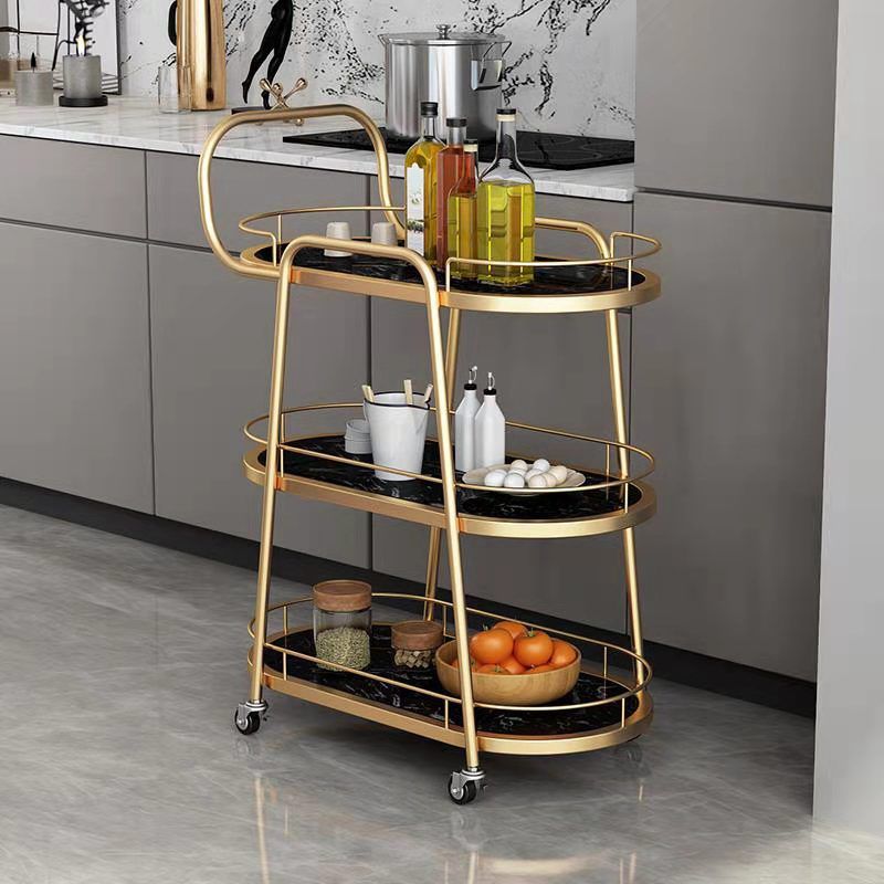 Tavolo da preparazione in metallo ovale contemporaneo 32.28 "H tavolo da preparazione a rotolamento per sala da pranzo