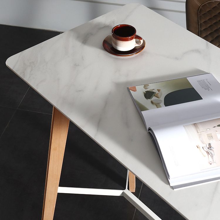 Modern Indoor Rectangle Trestle Bar Dining Table in Stone and Wood Clearhalo 'Bar Furniture' 'Bar Tables' 'bar_tables' 'furn' 'furn_bar_tables' 'Furniture' 'Kitchen & Dining Furniture' 1200x1200_e16608dc-c13b-4b1f-8246-56e91f2d37d3