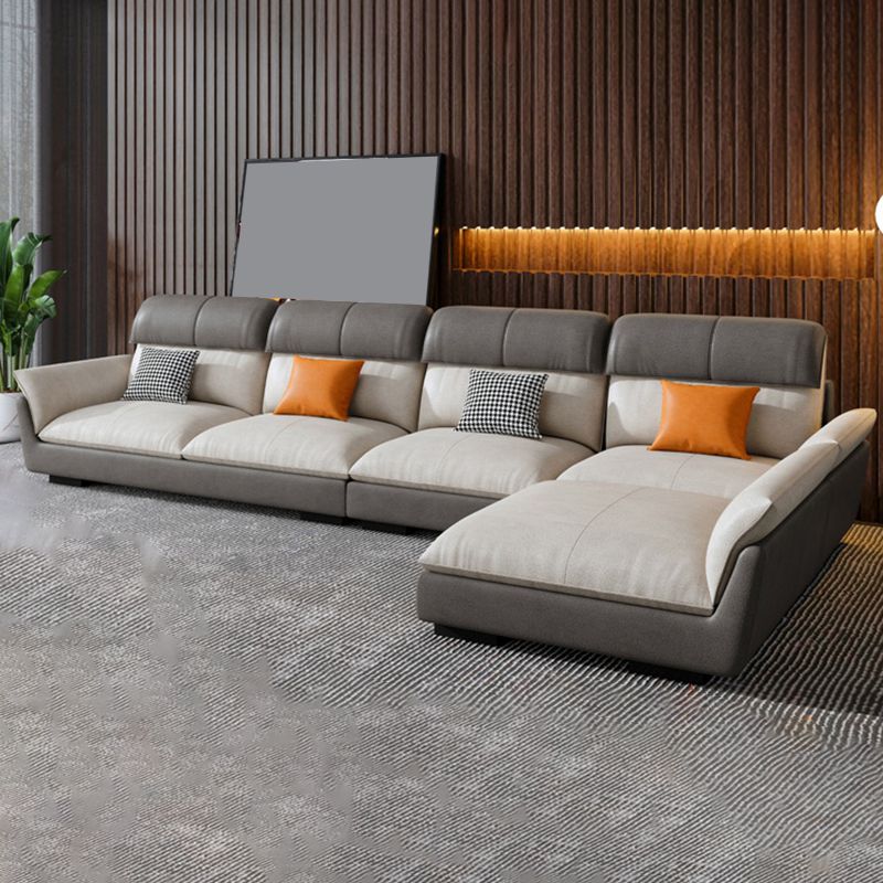 Scandinave résistant aux taches en cuir en cuir en L canapé