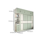 Green and White Bedroom Storage Cabinet Modern Sliding Door Cabinet with Drawers