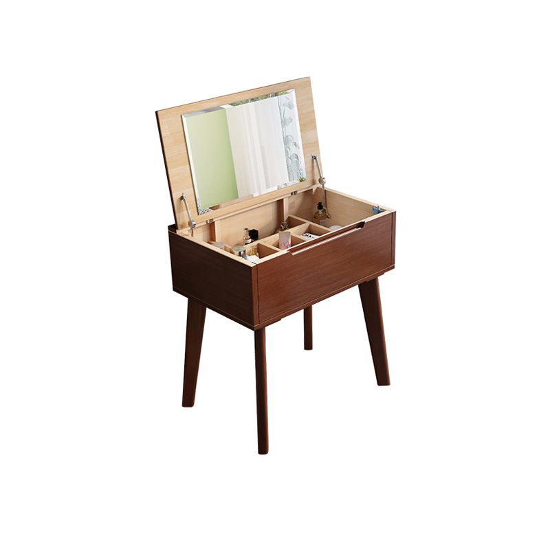 Scandinavian Wood Vanity and Stool Dressing Table with Storage