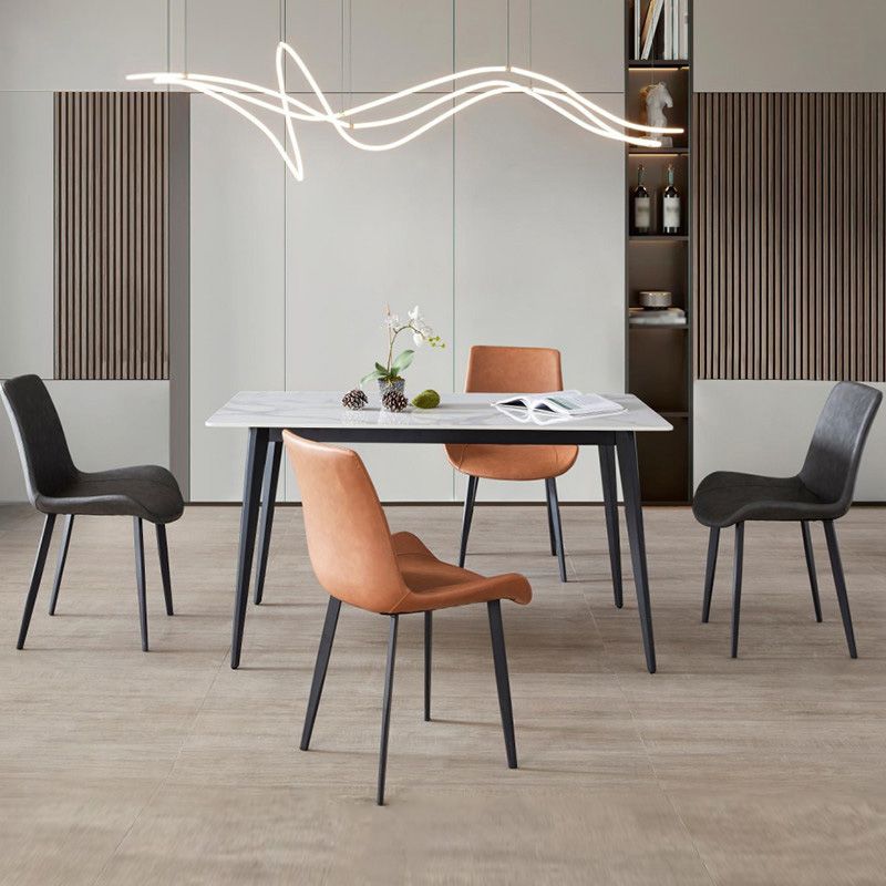 Sintered Stone Top Dining Table Rectangle Table with Metal Base and 4 Legs Clearhalo ' dining_table' 'Dining Tables & Seating' 'Dining Tables' 'furn' 'furn_dining_table' 'Furniture' 'furniture_dining_table' 'Kitchen & Dining Furniture' 'kitchen&dining_furn' 'kitchen' 'kitchen_dining_table' 1200x1200_e16fadea-7806-4608-8b44-025fbe758278