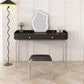 Glam Makeup Vanity Set with Glass Top, Black Vanity Dressing Table Set Clearhalo 'Bedroom Furniture' 'furn' 'furn_makeup_vanities' 'Furniture' 'Makeup Vanities' 'makeup_vanities' 1200x1200_e16fdba3-8eaa-4eed-903a-6dccb737577e