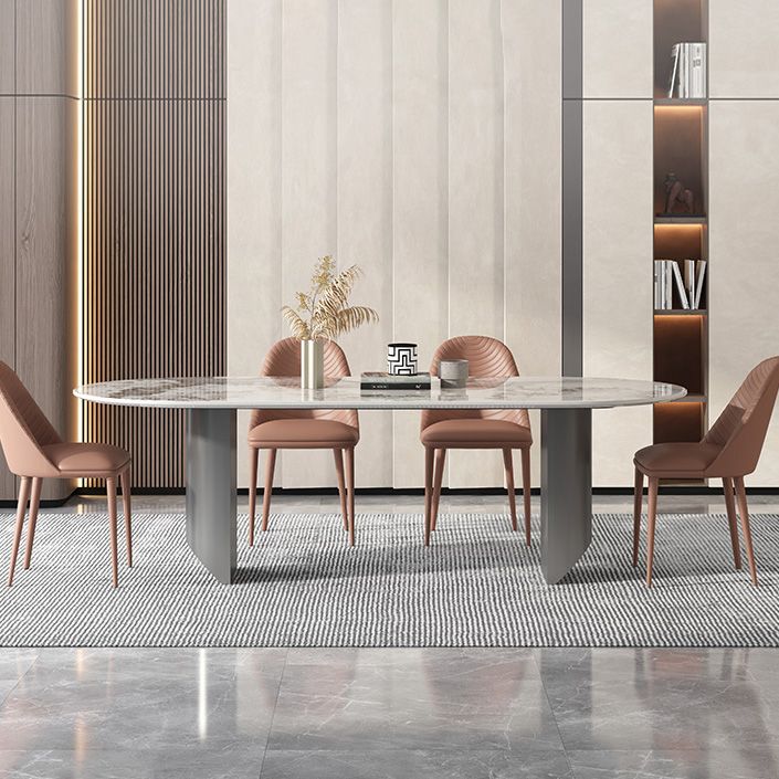Metal Traditional Luxury Oval Table Sintered Stone Table for Dining Room and Kitchen Clearhalo ' dining_table' 'Dining Tables & Seating' 'Dining Tables' 'furn' 'furn_dining_table' 'Furniture' 'furniture_dining_table' 'Kitchen & Dining Furniture' 'kitchen&dining_furn' 'kitchen' 'kitchen_dining_table' 1200x1200_e171bc31-9804-4f82-8e61-3eb392959c24