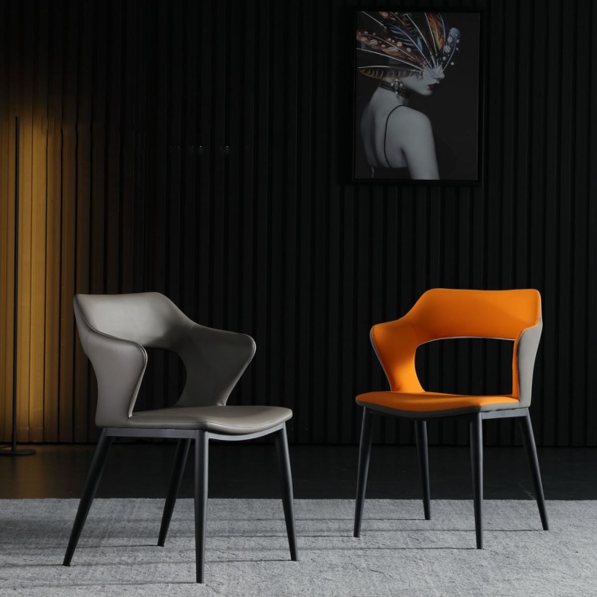 Leather Dining Armchairs Upholstered Open Back Arm Chairs with Metal Legs Clearhalo ' kitchen&dining_furn' 'Dining Chairs' 'Dining Tables & Seating' 'dining_chair' 'furn' 'furn_dining_chair' 'Furniture' 'furniture_dining_chair' 'Kitchen & Dining Furniture' 'kitchen' 1200x1200_e171ce60-1655-40d7-8981-994720e84f2d