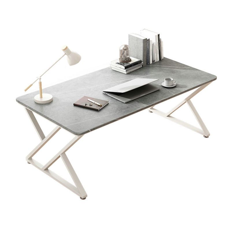 Rectangle Writing Desk Antique Finish Computer Desk with Metal Legs Clearhalo 'furn' 'furn_office_desk' 'Furniture' 'Office Desks' 'Office Furniture' 'office_desk' 1200x1200_e172a4d3-3e4b-4381-a9e5-bbb51a670091