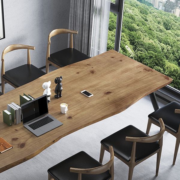 Rectangle 4 Legs Industrial Dining Table Solid Wood Fixed Dining Table Clearhalo ' dining_table' 'Dining Tables & Seating' 'Dining Tables' 'furn' 'furn_dining_table' 'Furniture' 'furniture_dining_table' 'Kitchen & Dining Furniture' 'kitchen&dining_furn' 'kitchen' 'kitchen_dining_table' 1200x1200_e174c5c5-74ac-42f6-9e81-e0df2fa551a4