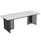 Glam Style Rectangular Office Desk Sintered Stone White Top Desk