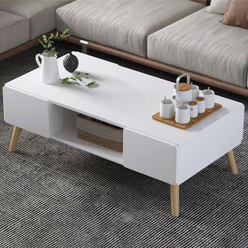 Modern Rectangle Wooden Coffee Table 4 Legs Cocktail Table with Storage Clearhalo 'Coffee & Accent Tables' 'Coffee Tables' 'coffee_tables' 'furn' 'furn_coffee_tables' 'Furniture' 'Living Room Furniture' 1200x1200_e1761f64-adff-45e1-9b7d-80ed9e798dab