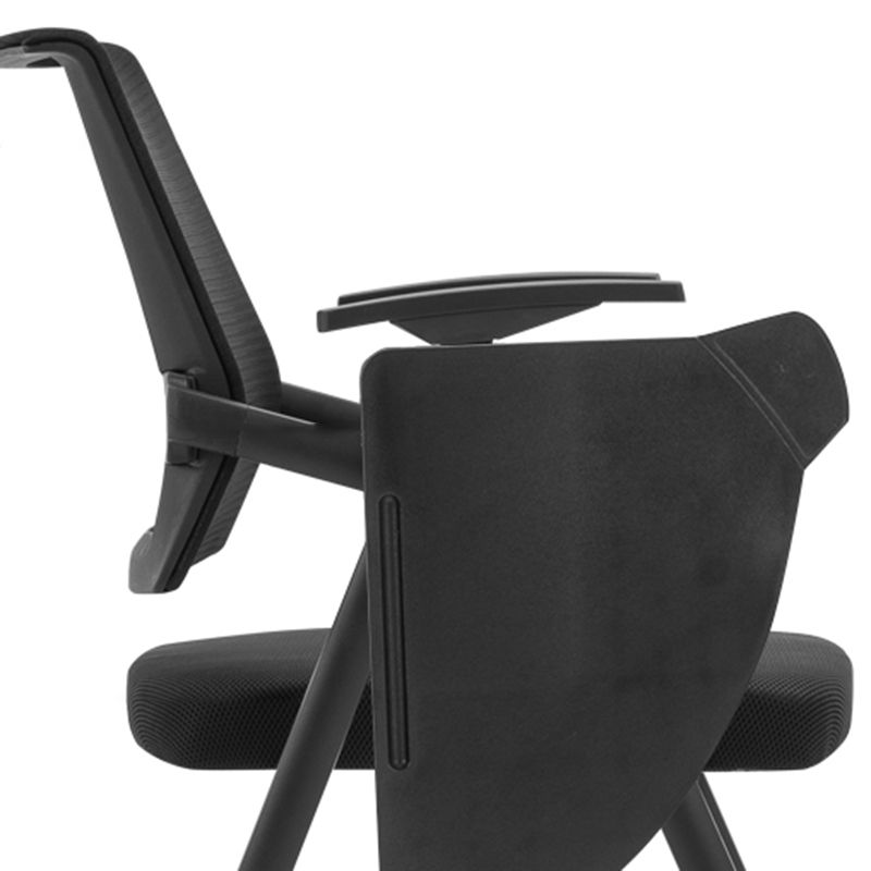Chaise de bureau contemporaine noire à bras fixes et dossier moyen