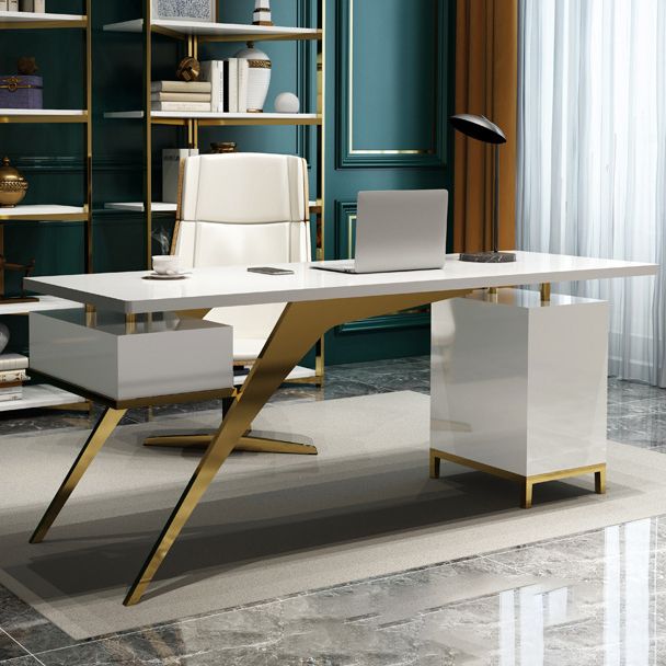 Scrivania scritta bianca e nera glam pietra piedistallo scrivania