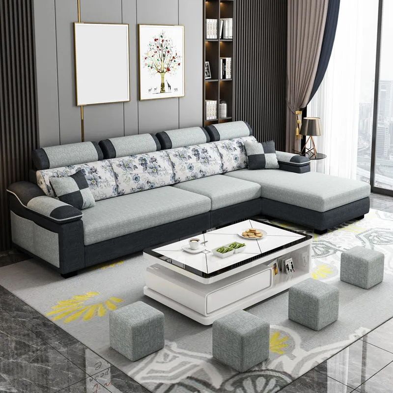 Sofá de lino moderno Sofá Pilpo de almohada Sectional para sala de estar para sala de estar