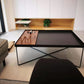 Mid-Century Modern Black Coffee Table with Iron Tray Top and Cross Legs