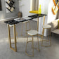 Glam Upholstered Dining Stool Metal Bar Stool with Gold Metal Base