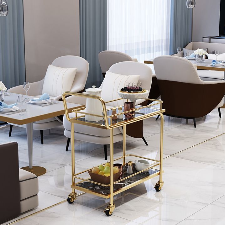 Modern 33.86"H Rolling Prep Table Rectangular Metal Prep Table for Home Use