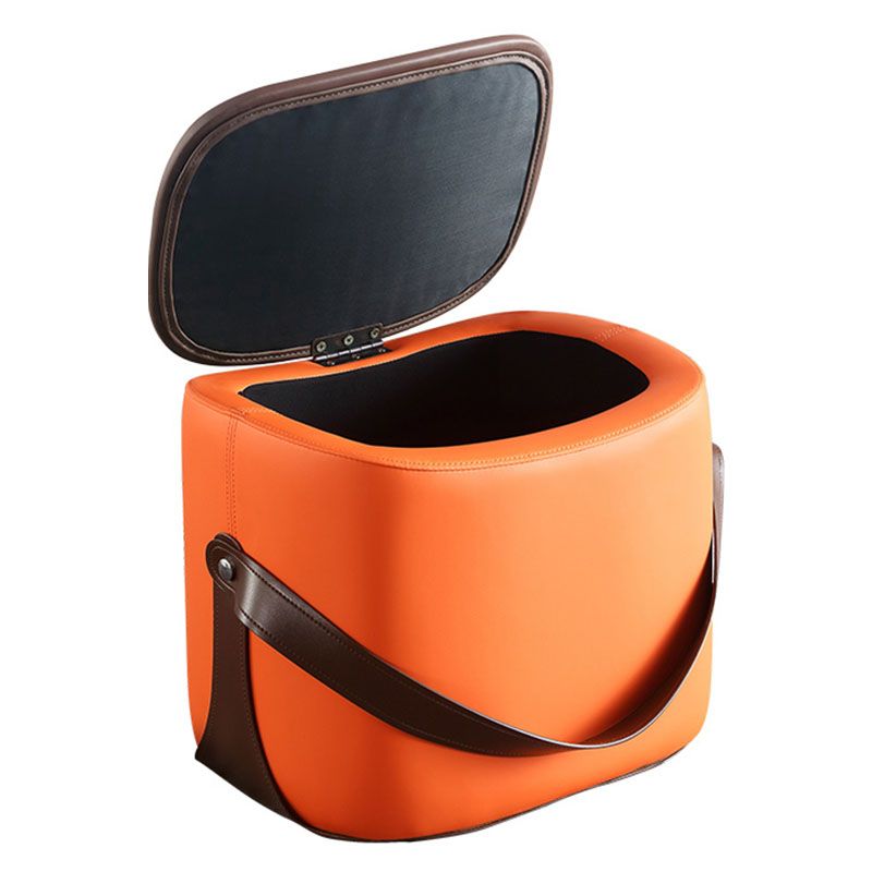 Glam otomano de cuero sintético cuero resistente cuadrado cuadrado otomano con piernas con piernas