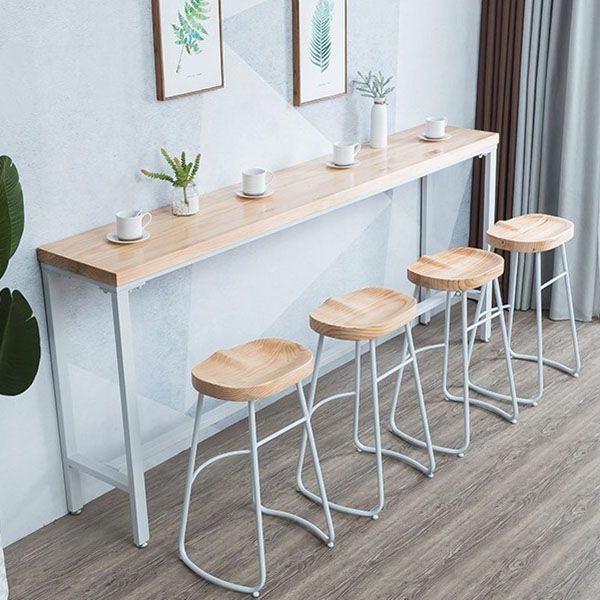 Natural Pine Wood Top Bar Table Modern Metal Frame Pub Table Clearhalo 'Bar Furniture' 'Bar Tables' 'bar_tables' 'furn' 'furn_bar_tables' 'Furniture' 'Kitchen & Dining Furniture' 1200x1200_e1813b75-70a9-4f5d-a836-ca3b50bbaa9c