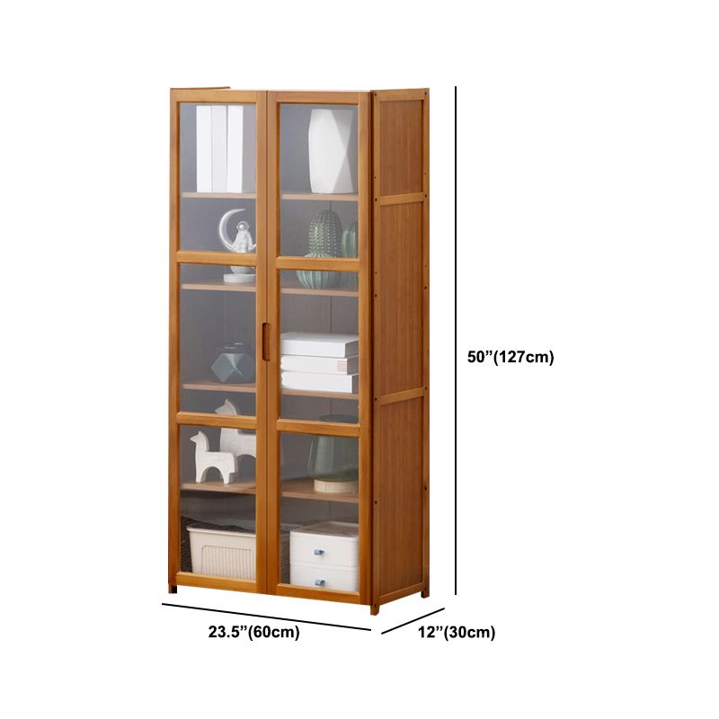Contemporary Standard Shelf Bookcase Bamboo Book Shelf with Doors