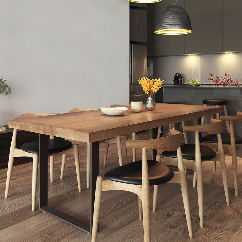 Standard Solid Wood Top Dining Set with 2 Black Metallic Legs for Dining Room Furniture Clearhalo 'Dining Room Sets' 'Dining Tables & Seating' 'dining_room_set' 'furn' 'furn_dining_room_set' 'Furniture' 'furniture_dining_room_set' 'Kitchen & Dining Furniture' 'kitchen&dining_furn' 'kitchen' 1200x1200_e1825c3e-5a84-4580-977e-78d076bb7dd6