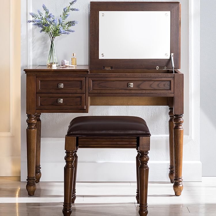 30,7 "Altezza 2-Drawer marrone in legno in legno in legno in legno Specchio Makeup Vanity