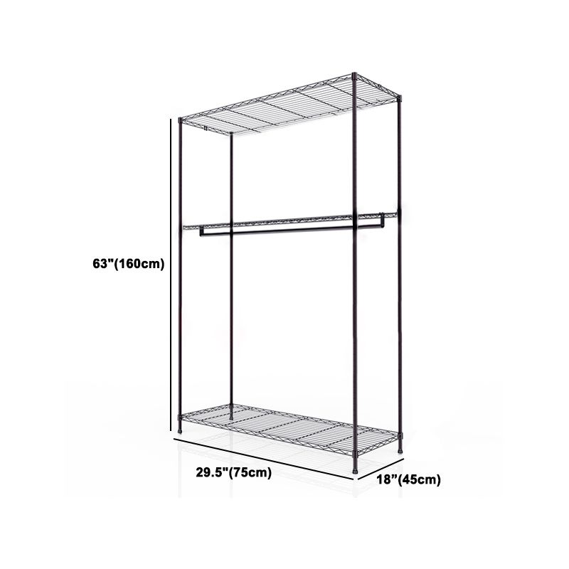 Black Contemporary Style Armoire Metal Steel Armoire for Bedroom Clearhalo 'Armoires & Wardrobes' 'armoires_wardrobes' 'Bedroom Furniture' 'furn' 'furn_armoires_wardrobes' 'Furniture' 1200x1200_e182d005-c9fe-4caa-86f8-48f5e1d65ac0