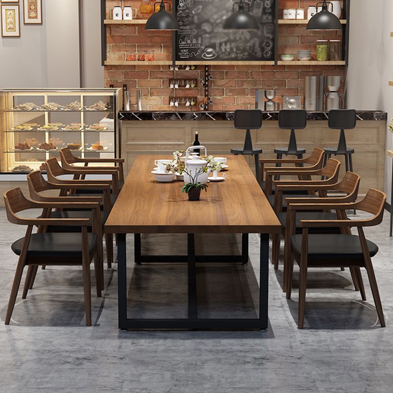 Industrial Solid Wood Table for Restaurant Dining Table with Trestle Base Clearhalo 'Dining Tables & Seating' 'Dining Tables' 'dining_table' 'furn' 'furn_dining_table' 'Furniture' 'furniture_dining_table' 'Kitchen & Dining Furniture' 1200x1200_e18415cd-e5af-479b-9fb6-b893a3fbcbad