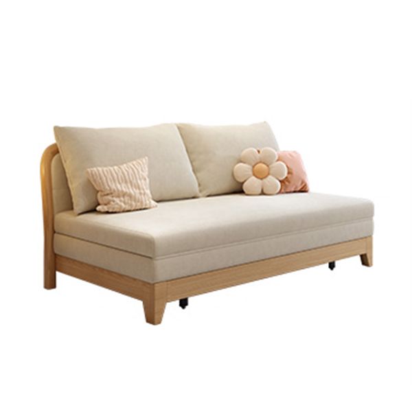 37.4" Wide Futon Sofa Bed with Upholstered Foldable Wood Contemporary Beige