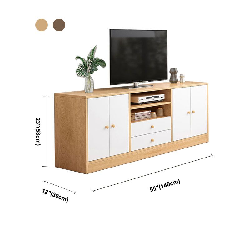 12 "D Consolet de télévision en bois moderne Console ouverte Stand de télévision avec tiroirs et portes