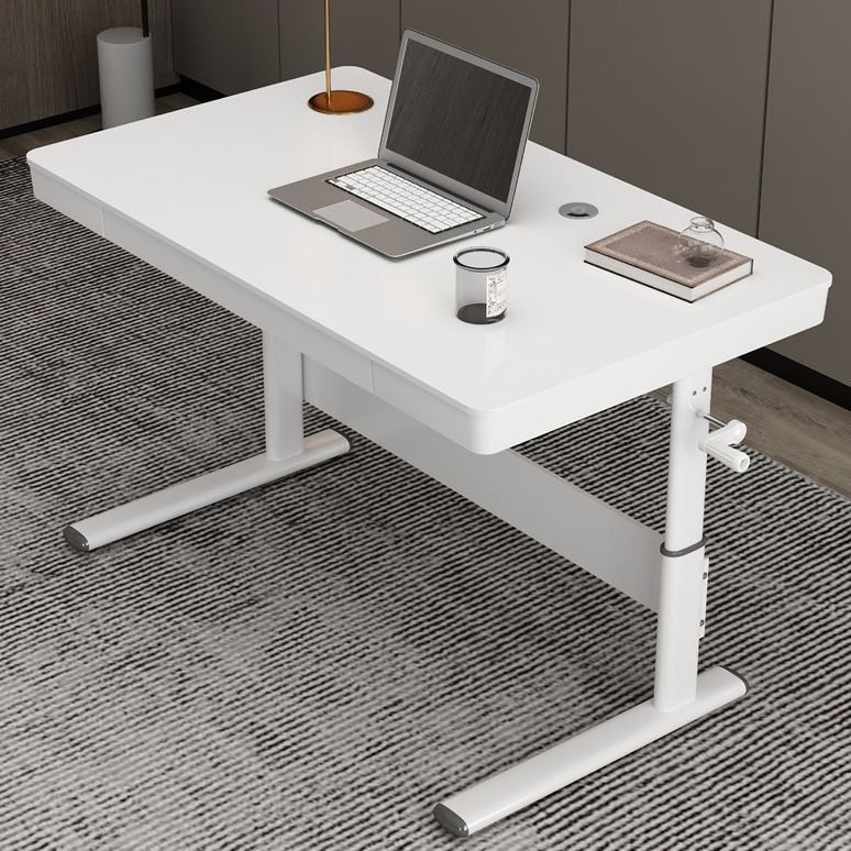 Zeitgenössischer Stand Desk Converter White Metal Trestle Base Desk für Büro