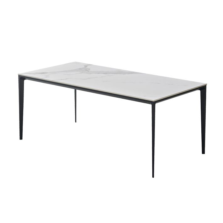 Contemporary Rectangle Shape White Dining Set Sintered Stone Standard Dining Set for Kitchen Clearhalo 'Dining Room Sets' 'Dining Tables & Seating' 'dining_room_set' 'furn' 'furn_dining_room_set' 'Furniture' 'furniture_dining_room_set' 'Kitchen & Dining Furniture' 'kitchen&dining_furn' 'kitchen' 1200x1200_e188594d-0fc3-4947-bd00-e6db248e7335