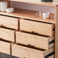 Contemporary Natural Wooden Chest with Shelf and 6 Drawers Accent Chest