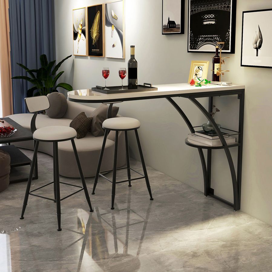 Modern White Wood Bar Table with Specialty Table Top Black Pedestal Table - 42" H Clearhalo 'Bar Furniture' 'Bar Tables' 'bar_tables' 'furn' 'furn_bar_tables' 'Furniture' 'furniture_bar_tables' 'Kitchen & Dining Furniture' 1200x1200_e18ae10d-b482-42a8-9d5d-9672025403bd